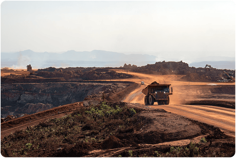 Aerial drone survey of an open-pit mining site mapped with Surveyaan