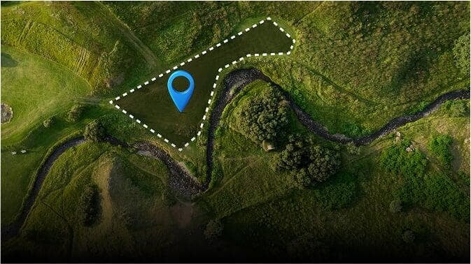 Farmland plot outlined on an aerial map — drone agriculture mapping