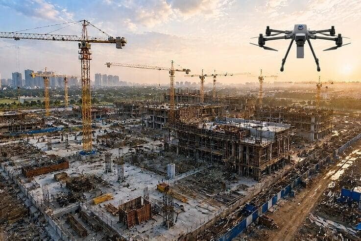 Aerial drone survey of an open-pit mining site mapped with Surveyaan