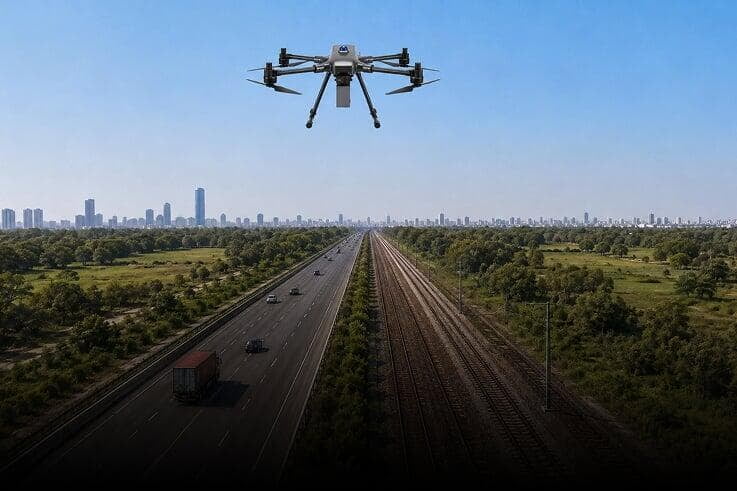 Aerial drone survey of an open-pit mining site mapped with Surveyaan