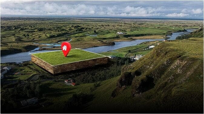 Green landscape with a marked land parcel — general land drone survey