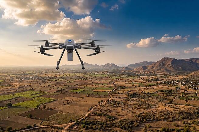 Aerial drone survey of an open-pit mining site mapped with Surveyaan